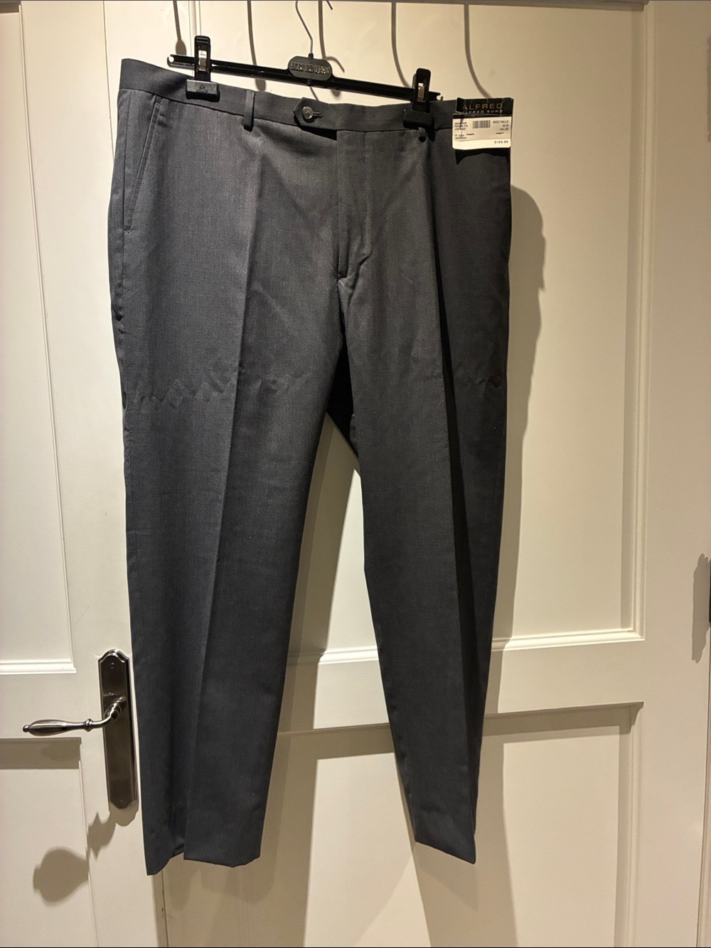 NWT Alfred Sung Charcoal Grey 100% Wool Flat Front Dress Pants Size 40 👵MT